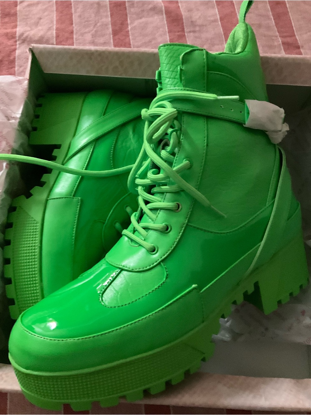 Cape Robbin Neon Green Platform Combat Boots
